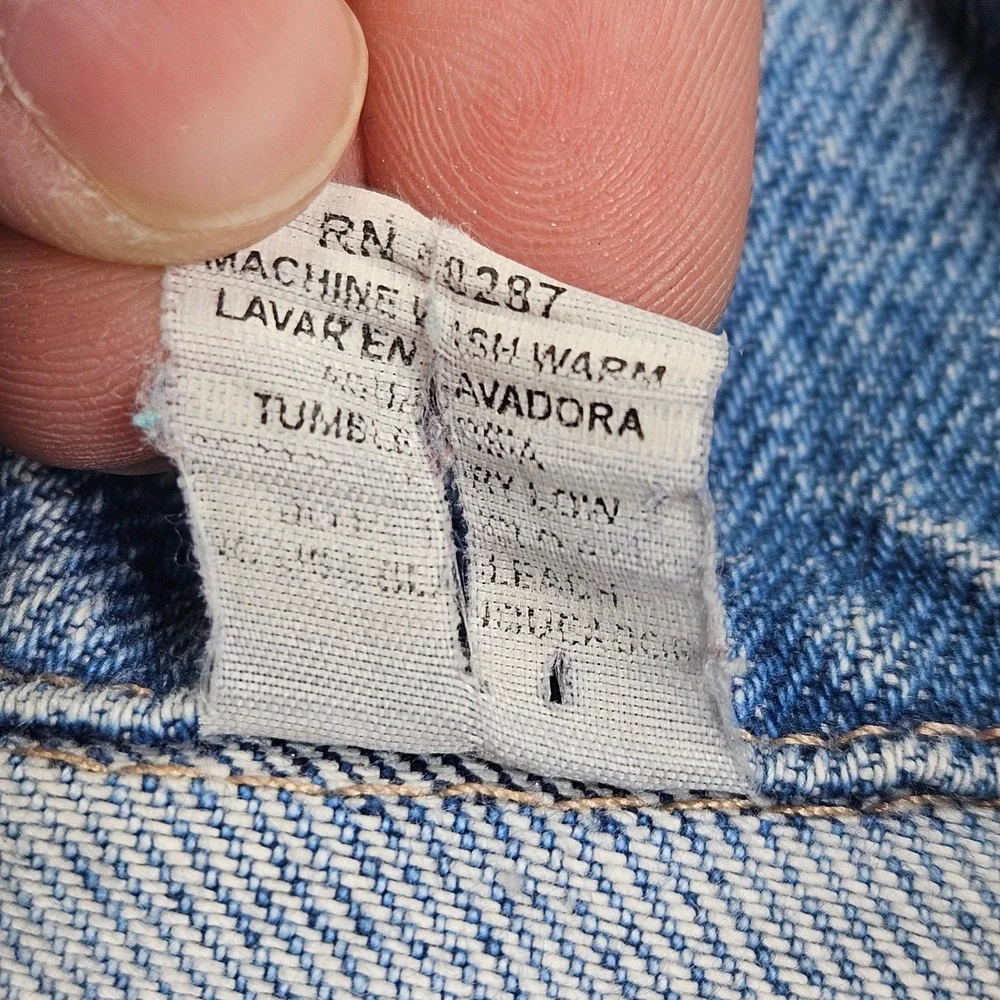 Vintage Unbranded Denim Jacket Kids XL Blue Trucker Eye Patch Logo